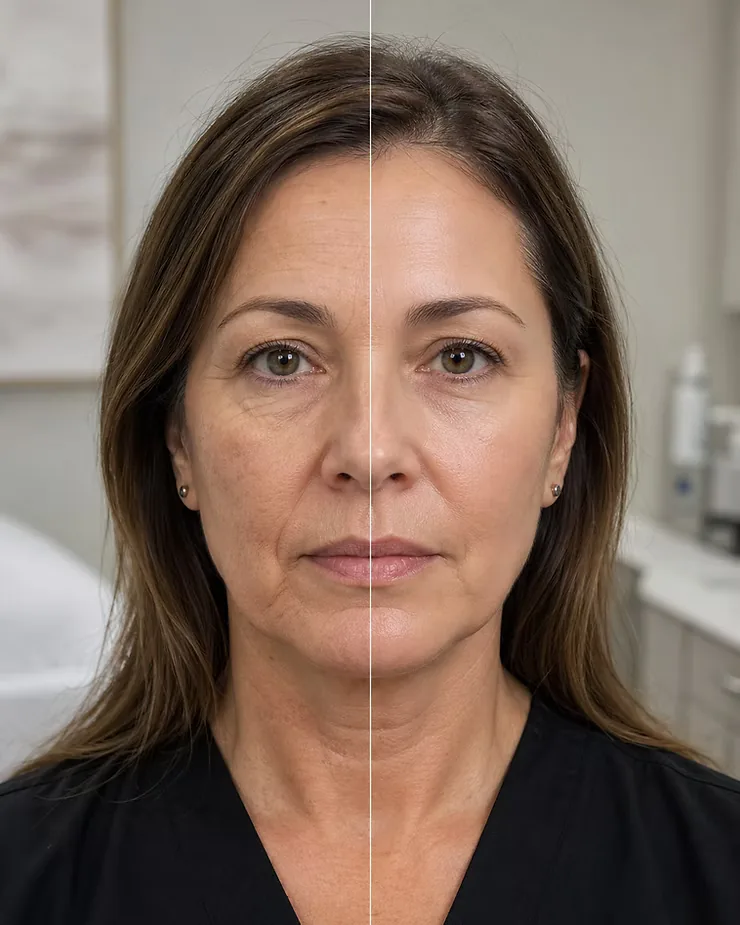 Rostro antes y después de la bioestimulación